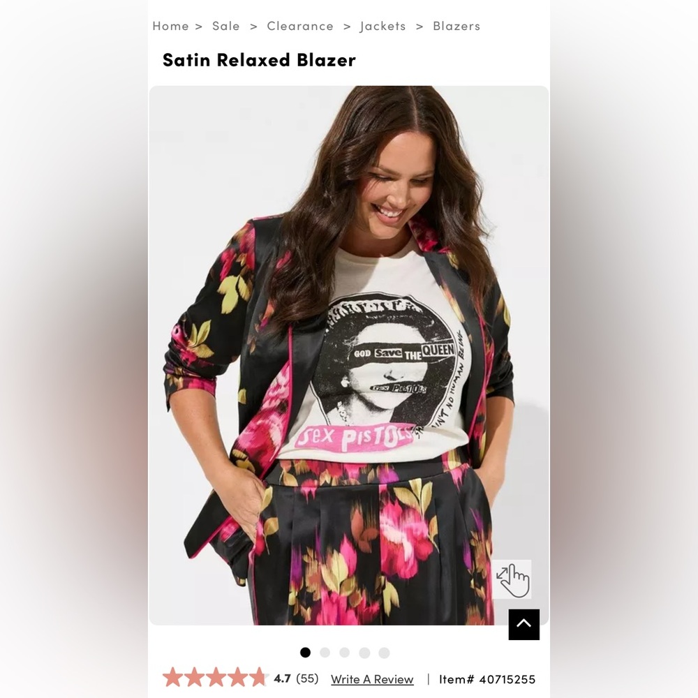 Torrid satin relaxed blazer 3X blair dark romantic Whimsigoth moody floral